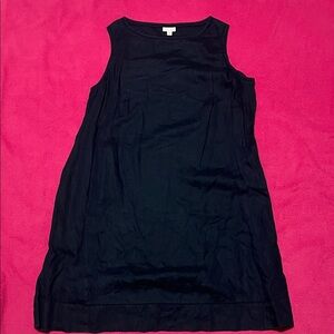 J. Jill Navy Linen-Blend Dress with Clean Neckline